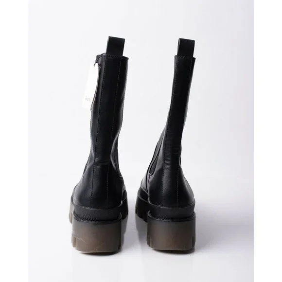 Bershka Womens Black Stretch Boots Pull On Chunky Gores Sz 10 Eu 41 NWT 1205/760 - Picture 6 of 8